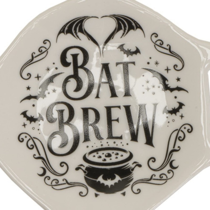 Pacific Giftware Ceramic Spooky Spoon Holder, Black, Tea or Coffee