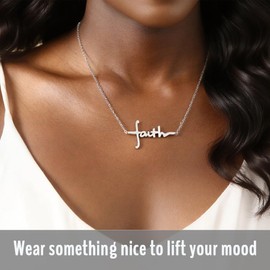 SAM & LORI Cross Necklace for Women Silver Faith Christian Baptism Gifts Catholic Religious Spiritual Jewelry Cute Sideways Choker Confirmation Christmas Stocking Stuffers Valentines Day Easter Basket