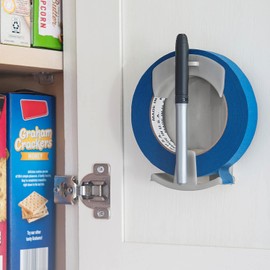 Kitchen Stickin’® Tape Dispenser, Wall-Mounted Tape and Label System, Easy One-Handed Operation, Affordable Labeling for Kitchens, Garages, Offices, Restaurants, Meal Prep, and Home Organization