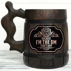 Because I'm The DM That's Why Mug Dungeons and Dragons Party DM Wooden Beer Mug 17oz Gifts for dnd Lovers Dungeon Master D&D Beer Stein Anniversary Christmas Birthday Gifts For Him Beer Tankard K666