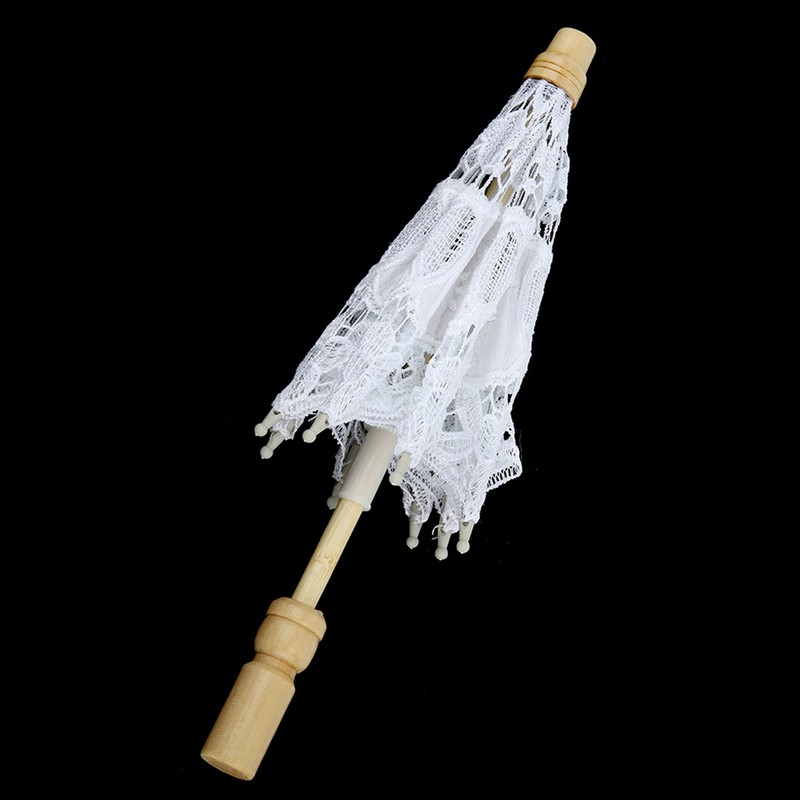 Bridal Umbrella Lace Cotton Embroidery Handmade Parasol Umbrella Wedding Supply(White