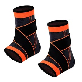 KIRZAX 2er-Pack Knöchelbandage für Männer und Frauen, Fußbandage bei Plantarfasziitis, Verstauchungen, Achillessehnen- und Sehnenentzündungen, verstellbare Kompressionsmanschette mit Gummizug