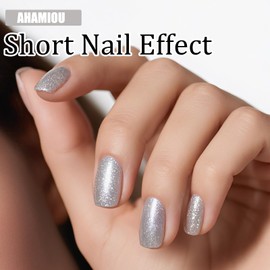 AHAMIOU 10ML Gel Nail Polish Glitter Holographic High Gloss Soak Off Gel Polish UV/LED Cure Easy Apply Non-Toxic Nail Art Manicure Salon DIY at Home for Women,Glitter Silver