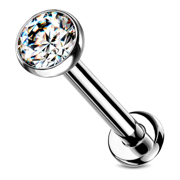 Stachelkleid Labret Piercing Titanium Zirconia Silver Push-in Without Thread Cartilage