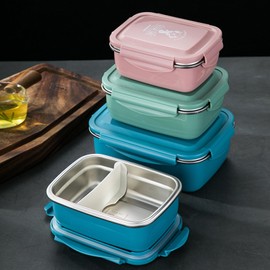HARUMAKI Lunch Box Large Capacity Slim Lunch Box for Kids and Adults Stainless Steel Lunch Box Stylish Visually Attractive Lunch Box Waterproof Leakproof Lunch Box with Removable Compartment for