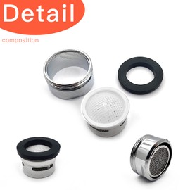 6 Pcs M24 Tap Aerator Replacement Part, Stainless Steel Tap Aerator Nozzle, Kitchen Bathroom Faucet Filter Tap Thread Nozzle with Gaskets and Faucet Aerator Wrench