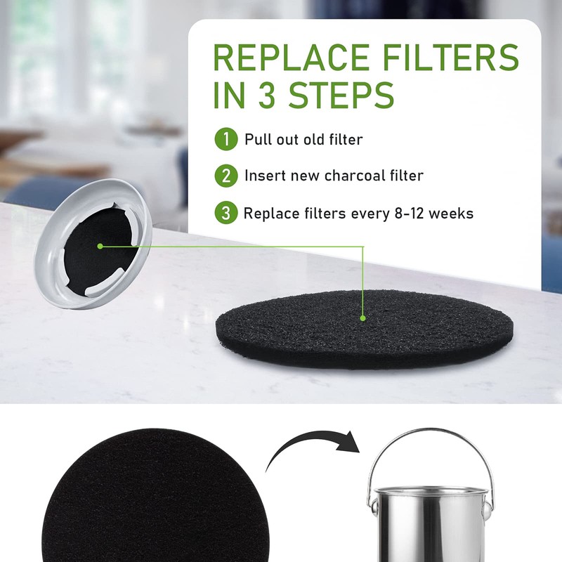 Charcoal Filters for Kitchen Compost Bin, 10 Pack Compost Filters