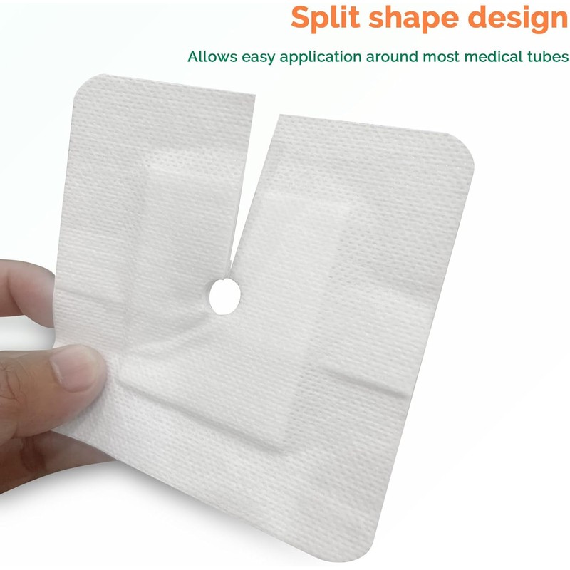 Split Drain Adhesive Bandages 4" x 4" 10Pcs PD Catheter