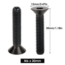 Bike Stem Bolt Screw, M6x30mm Titanium Alloy Flat Head Headset Cap Bolt Bike Headset Stem Top Cap Fixing Bolt (4pcs Black)