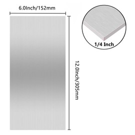 Lswteiz 6061 T651 Aluminum Sheet Metal 6 x 12 x 1/4 Inch Flat Plain Aluminum Plate Covered with Protective Film, Heat Treatable Rectangle 6MM Thick Aluminum Metal Plate for Industrial