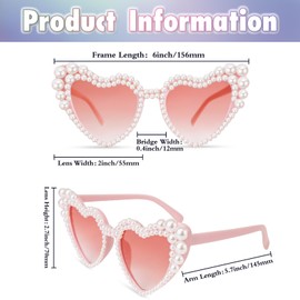 Goenb Heart Sunglasses, Pearl Heart Shaped Sunglasses Women Pearl sunglasses for women girls Love Pearl Sun Glasses Women Heart Glasses for Fancy Dress Up Party Birthday