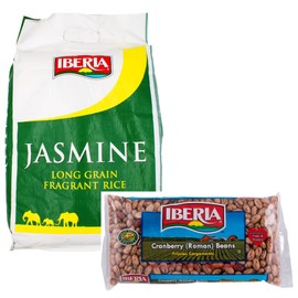 Iberia Jasmine Long Grain Fragrant Rice, 18 lb. + Ibeia Dry Roman Craberry Beans, 12 oz.