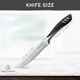 Bellemain Juego de 6 cuchillos de carne de acero inoxidable de alta calidad