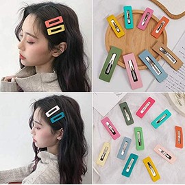 BELICIA 10 Pcs Rainbow square clips Hair Clips Snap Barrette Accessories Rectangle Headwear Hair Styling Tools(8 Colors)