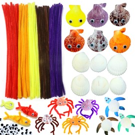 ANTING Sea Shells Pipe Cleaners for Crafts, Sea Creatures Art & Craft Supplies for Summer Beach Ocean Theme Craft Activity