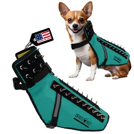 CoyoteVest Dog Harness Protection Vest, Reflective Dog Accessories with Spikes to Shield Your Pet from Raptor and Animal Attacks, Proudly Made in America (Small, Turquoise)