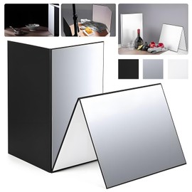 GSON Reflector Board 3 in 1 (3 Colors, Black/Silver/White 2 Sides) Foldable, Compact, Vertical, Freestanding Structure, Easy to Use, Square Level, Photographic Reflector, Lighting Tool, Supplement