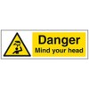 V Safety Danger Mind Your Head Sign - Landscape -