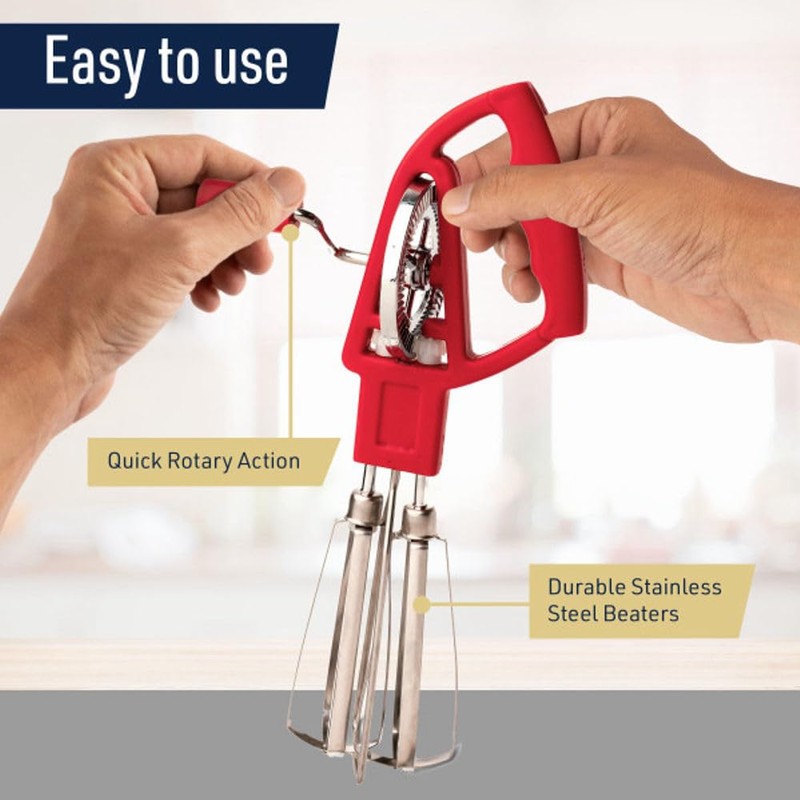 Rotary Egg Beater Manual Hand Crank Mixer - Stainless Steel