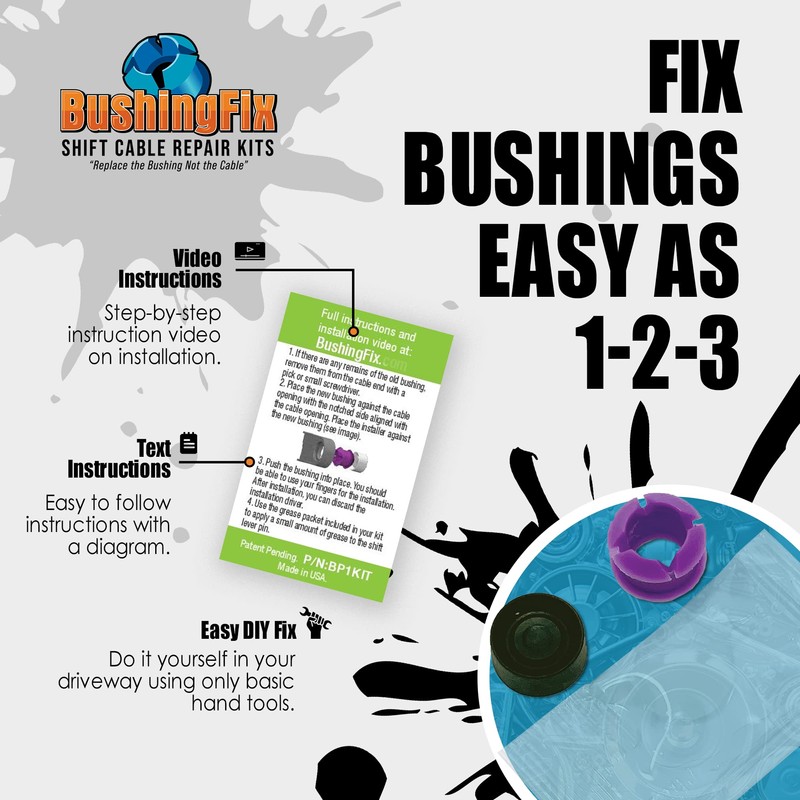 BushingFix BP1Kit - Automatic Transmission Shift Cable Bushing Repair Kit,