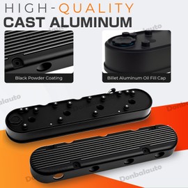 Donbalauto For LS Cast Aluminum Tall Valve Covers & OverCover for LS1 LS2 LS3 LS6 LS7-1Pair Black
