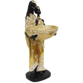 Lescafita African Couple Statues and Sculptures for Home Decor, Lover Art Figurines for Living Room Decorations, Gold Vintage Aesthetic Ornament for Bookshelf and Tables, Housewarming Gifts for Women