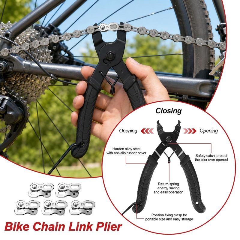 REJOECE Bike Chain Repair Tools Kit, Fit for Bicycles 6-12