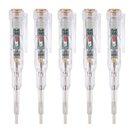 Pack of 5 Electric Test Pen Inductive Voltage Tester Screwdriver Tension Pin Multifunctional Bright LED Light Transparent Shell