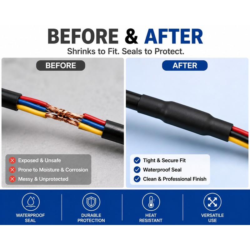 10 Meters 4:1 Heat Shrink Tube with Glue Polyolefin Shrinking