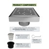 SereneDrains 304 Stainless Steel 4 Inch Brushed Nickel Square Shower