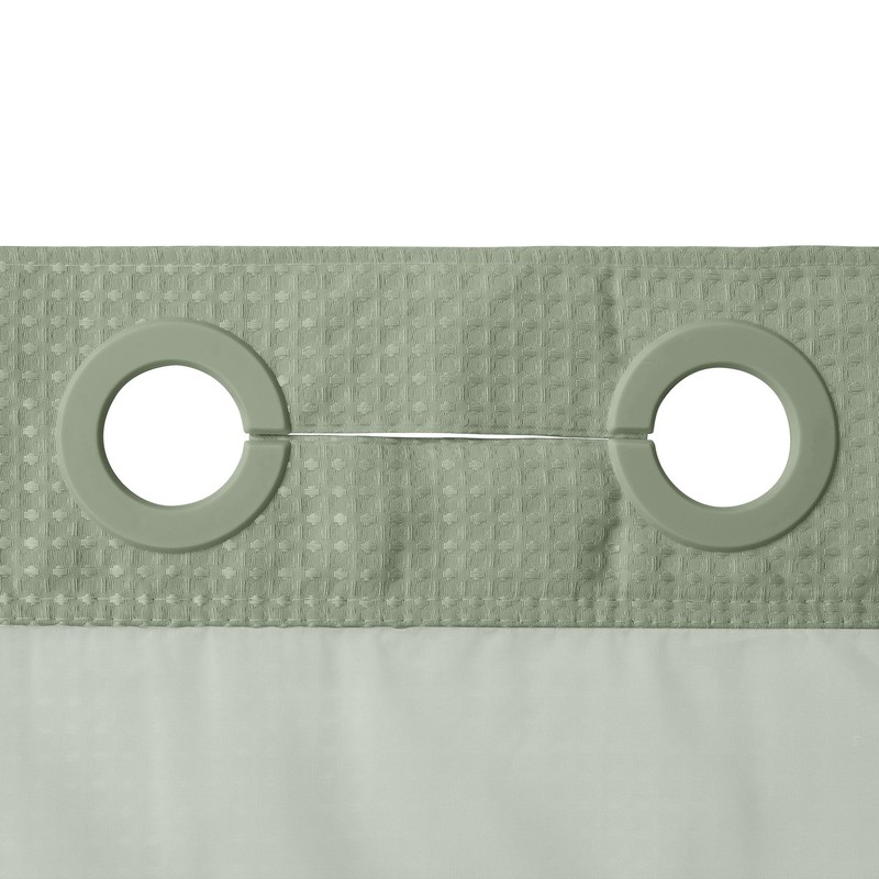 River Dream Green Heavyweight No Hooks Required Shower Curtain with