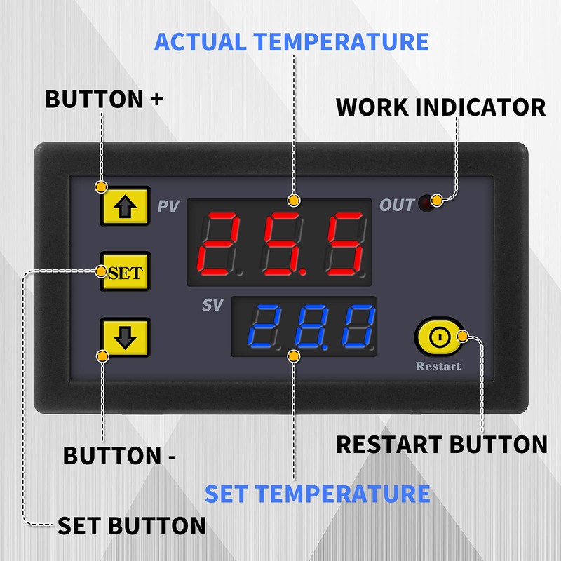 W3230 LCD Digital Thermostat DC 12V 20A Temperature Controller Meter