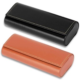 oooaooo Hard Glasses Case with Cleaning Cloth in Vintage Style for Most Glasses, Pack of 2