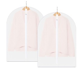 Pack of 2 Suit Garment Bags, Mothproof, Garment Cover, Garment Cover, Garment Bag, Garment Cover, Garment Bags with Zip, Transparent, Breathable, 60 cm x 100 cm