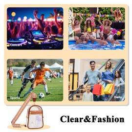 MOVOYEE Clear Bag for Stadium Events Approved Concert Travel Outdoors Transparent Sports Fan Handbags & Purses, Cute PVC See Through Clear Purses for Women Men Girls Boys Teens Kids