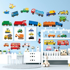 DECOWALL DSL-8064 Transportation and Car Wall Sticker Decor Kindergarten Nursery Kids Room DIY Wall Decal Sticker Wall Art Stickers Boys Girls Children Bathroom Decoration Vinyl Bedroom Teen Kids