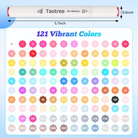 Taotree Alcohol Markers Set 121 Colors Dual Tips Art Markers Sketch Pens Set, Fine & Chisel Drawing Art Supplies Kit, Coloring Drawing Pens Set Christmas Gifts for Adults Artist, Painting Sketching