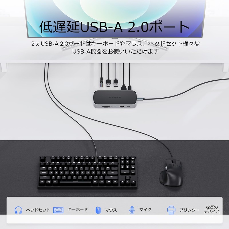 PULWTOP 10 in 1 Small Docking Station USB C PC