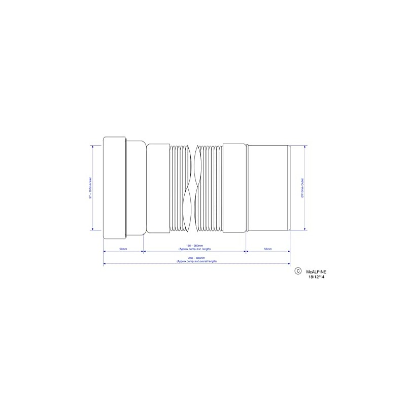 McAlpine Plain End Outlet Straight Flexible WC Pan Connector 170-410mm
