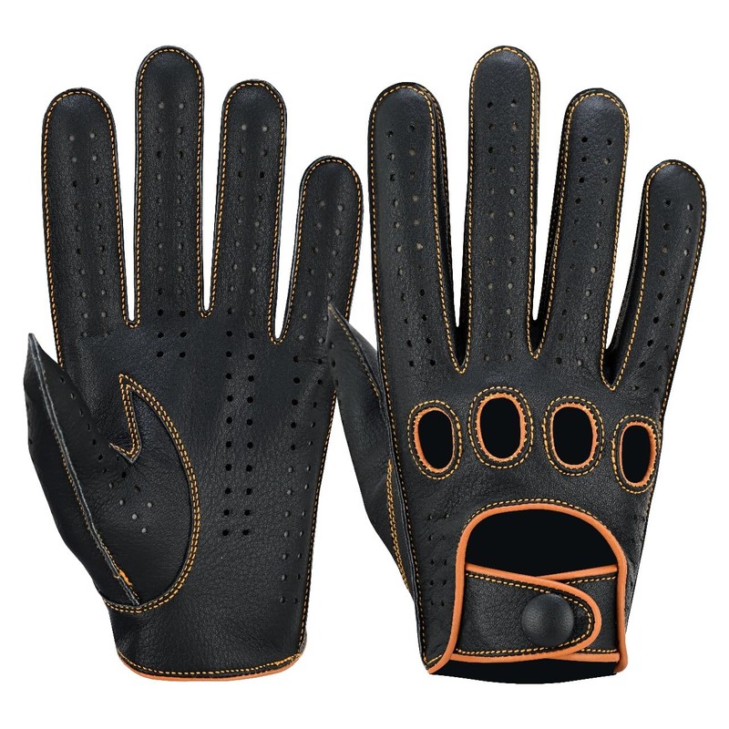 Riparo Men's Reverse Stitched Touchscreen Texting Leather Driving Gloves (Black/Cognac