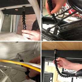 2Pcs Right Angle Drill & Flexible Shaft Extension Bit Set - 105° Right Angle Drill Adapter & 30cm Flexible Screwdriver Bit Holder for Cordless Drills, Ratchet Hand Screwdrivers