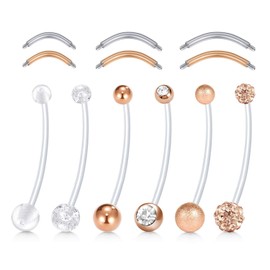 D.Bella Pregnancy Belly Button Piercing with Replacement Balls 38 mm Flexible Bioplast Pregnancy Belly Button Piercing for Women 14G, Metal