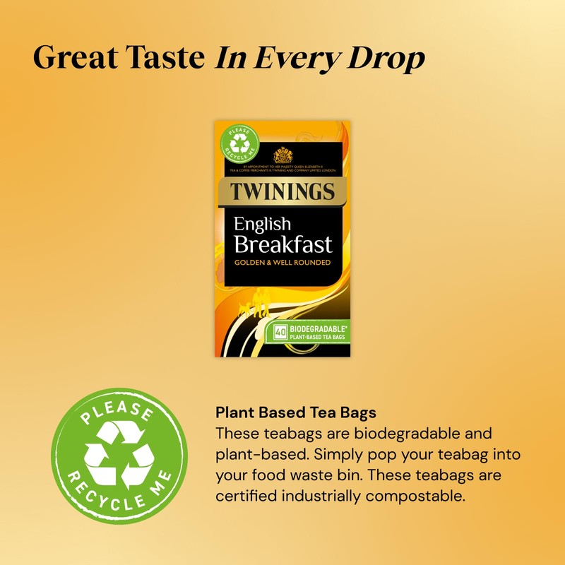 Twinings English Breakfast Black Tea Golden, Well Rounded & Full