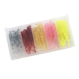 Abaodam 50pcs Simulation Fishing Lures Kit for Bass and Trout Realistic Micro Tail Design Durable Plastic Baits with Box for Freshwater Fishing Random Color