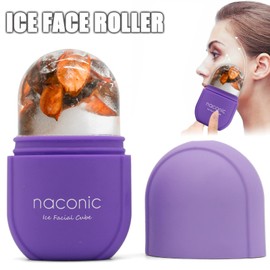 fotoconic Naconic Ice Roller for Face and Eye, Ice Facial Cube, Ice Face Roller Skin Care Tools, Gua Sha Face Massage, Silicone Ice Mold for Face Beauty (Purple)