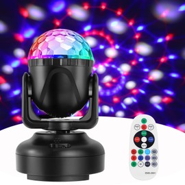Mini LED Disco Ball, Gomifie 12 Colours, RGBW Disco Light, Party Light, Children, Automatic Rotation and Manual Adjustable, Party Lamp, Music Controlled, USB and 12 Modes for DJ/Christmas/Party