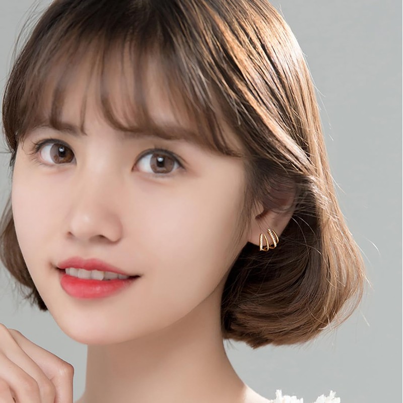 SLUYNZ 925スターリングシルバークールCZカフピアスピアス女性用ティーンガールミニマリストクローハギースタッド