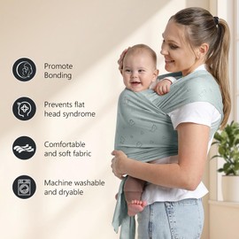 Anecoes Baby Wraps Carrier - Cute Kitten Pattern - Soft and Comfortable Baby Wearing Wrap Hands Free Design Infant Carrier for Newborn to Toddler 7-35 lbs