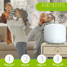 Mystic Romance Essential Oil Diffuser, 1000ml Aromatherapy Humidifer and Nigth Ligth for Relaxing Atmosphere in Home Office Yoga and Spa, for Everyone, Auto-Off Safety Switch. Clear