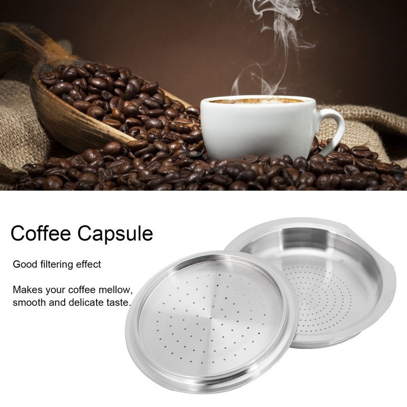Coffee Capsule Reusable Refillable Coffee Filter Cup with Spoon Brush